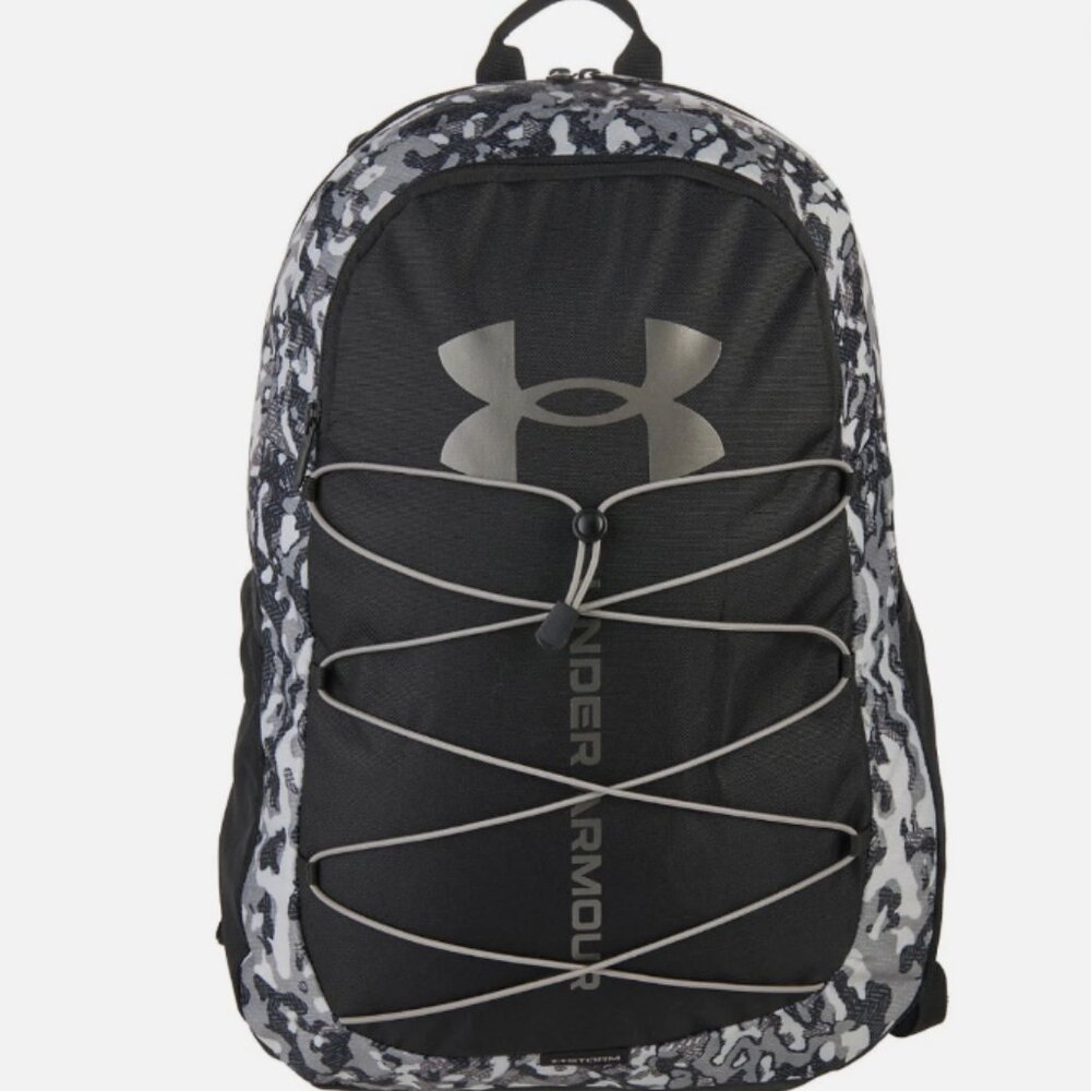 NWT Under Armour UA Hustle Sport Unisex Backpack Black Side Camo
